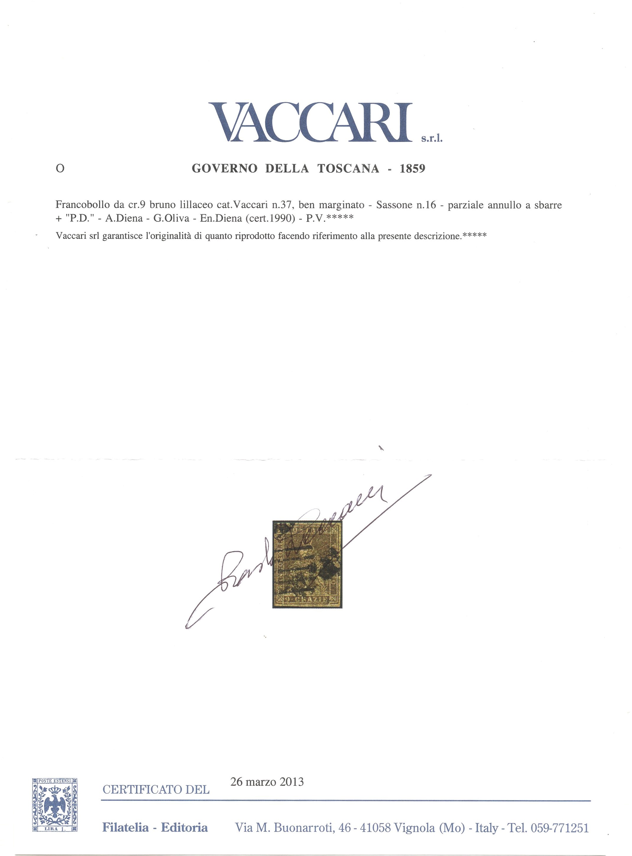 Toscana/ Gov. Provvisorio, 9 Cr. Bruno Lillaceo