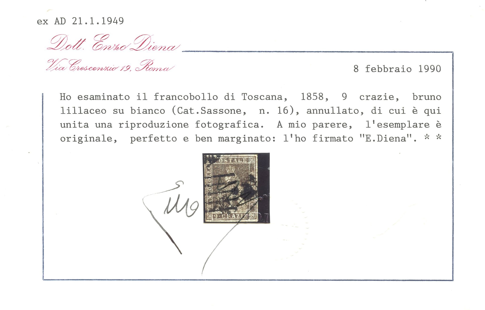 Toscana/ Gov. Provvisorio, 9 Cr. Bruno Lillaceo