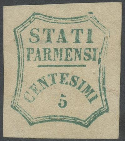 Parma/ Gov. Provvisorio, 5 Centesimi Verde Azzurro N.12