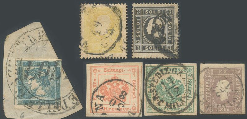 Lombardo Veneto - Emissioni successive alla prima, lotto di 180 francobolli.