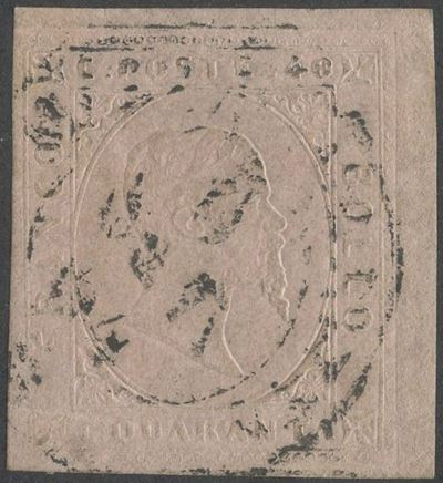 Sardegna, II emissione, 40 cent. rosa chiaro n.6, 1853, usato