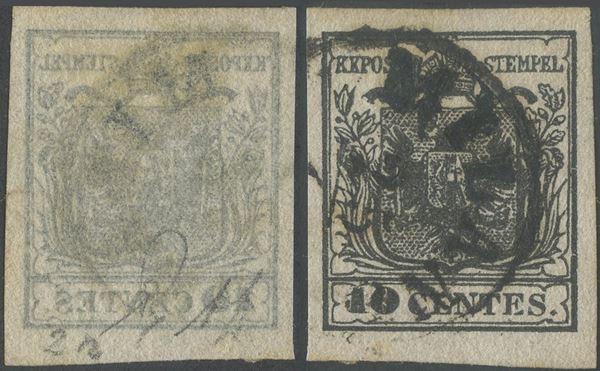 Lombardy Veneto - 10 cent. Deep Black with decal.