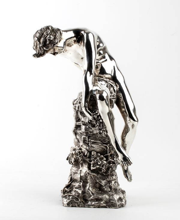 Marcello Mortet - Italian soldid silver sculpture depicting Narcissus