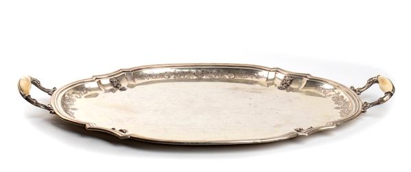 Vassoio italiano Art déco in argento 