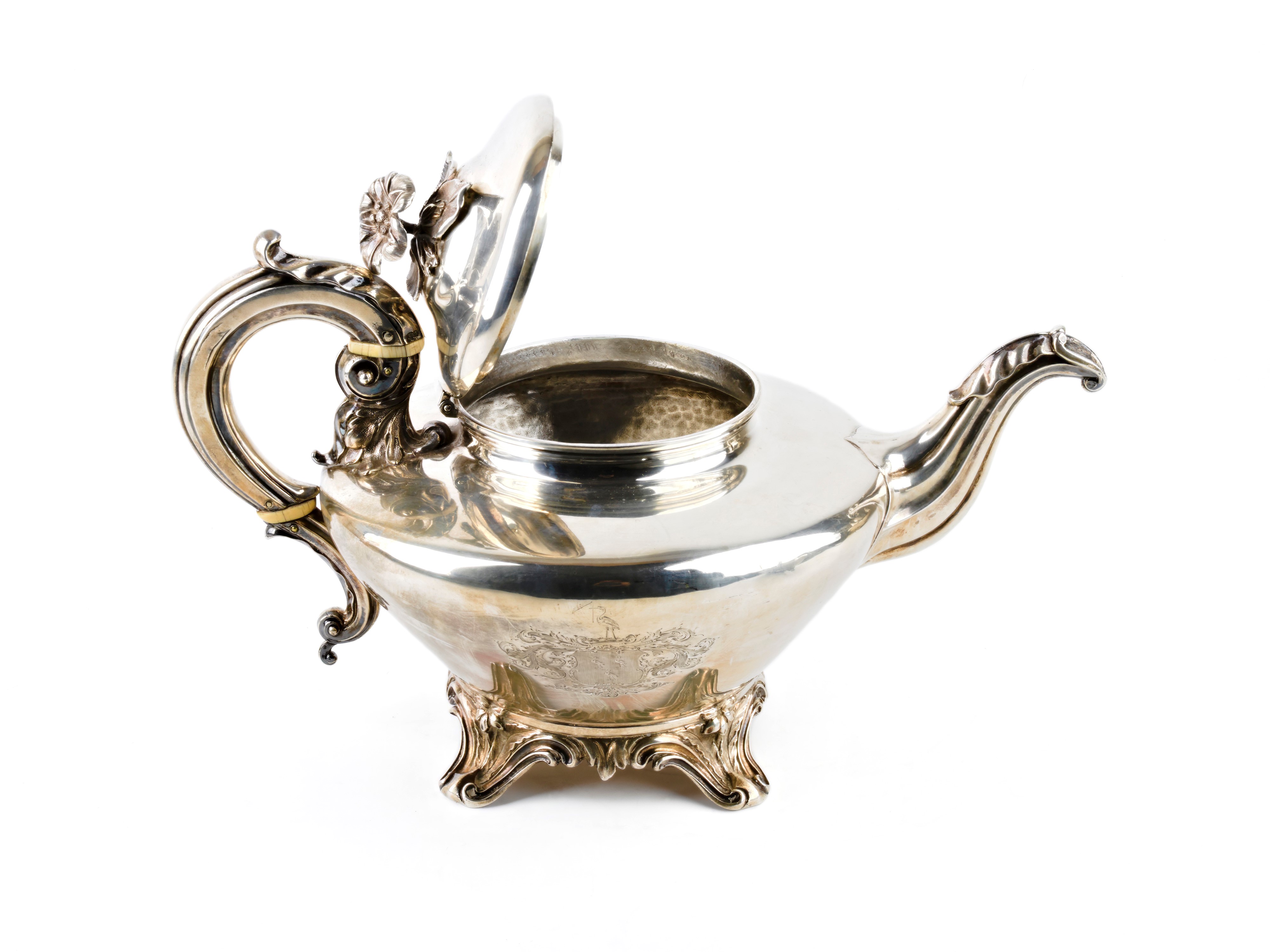 Servizio da tè e caffè vittoriano inglese in argento
