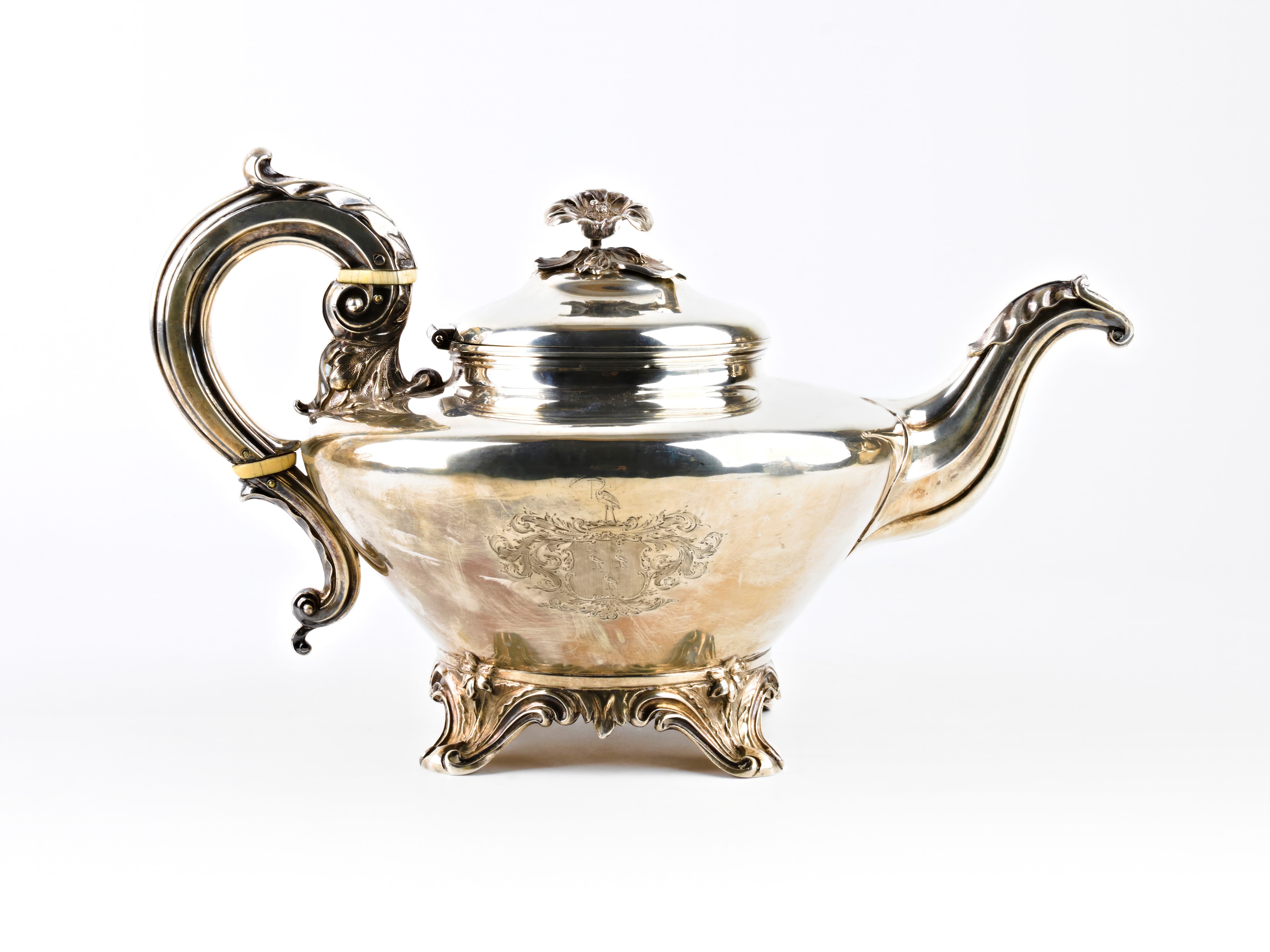 Servizio da tè e caffè vittoriano inglese in argento