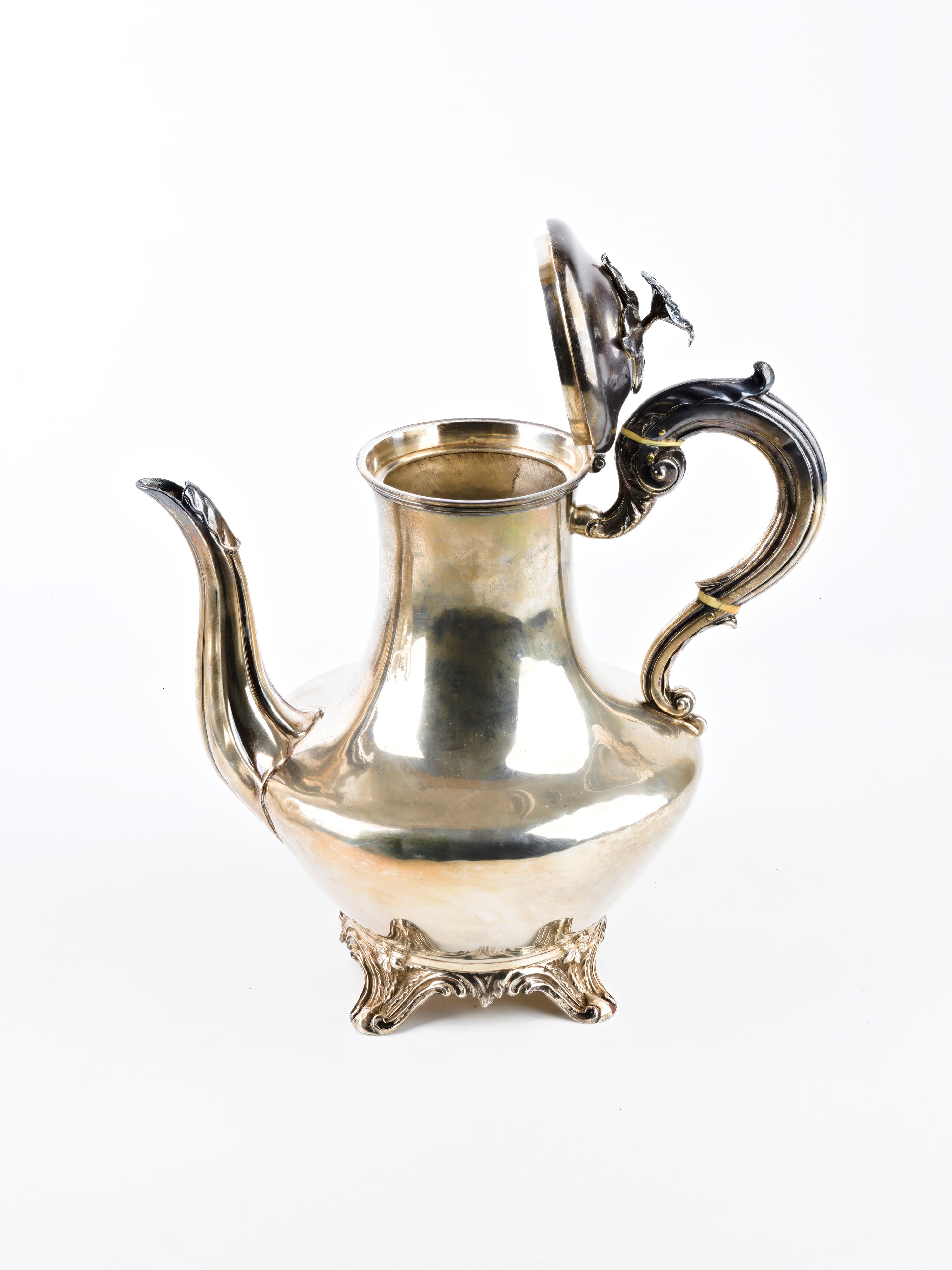 Servizio da tè e caffè vittoriano inglese in argento