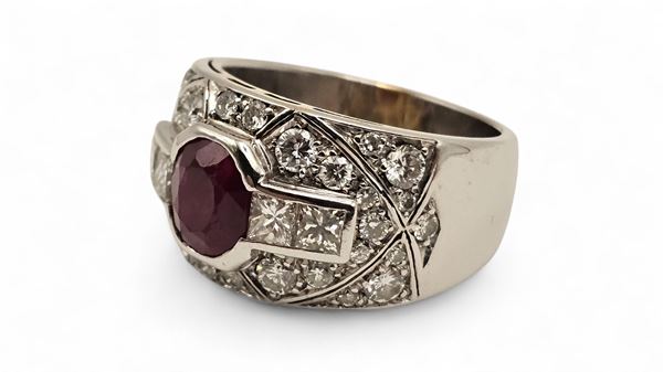 Ruby diamond gold band ring