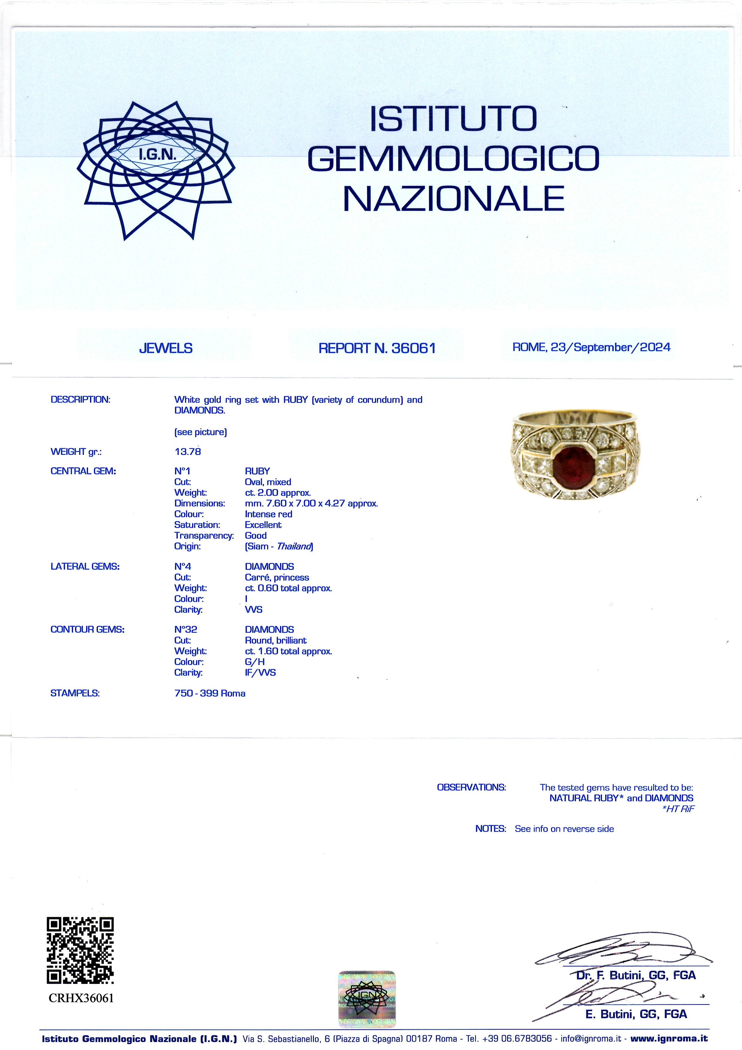 Anello in oro con rubinio e diamanti