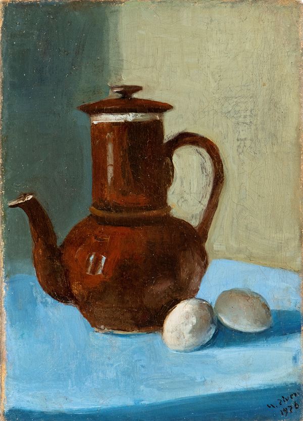 ALBERTO ZIVERI - Still life with jug and eggs