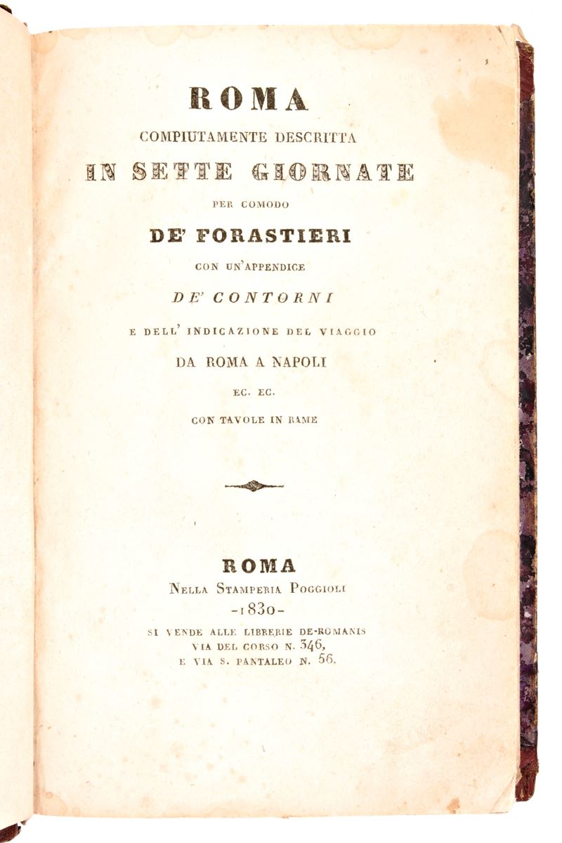 [roma/guida] Roma Compiutamente Descritta in Sette Giornate per Comodo De' Forastieri con un'appe...