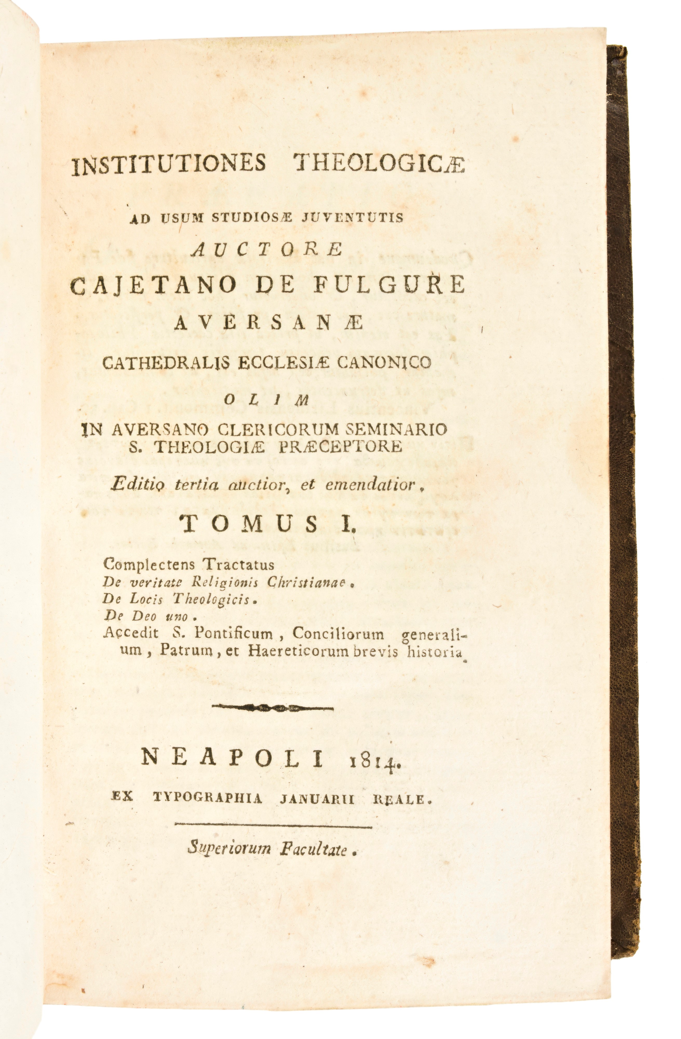 [legatura alle Armi] De Folgore, Gaetano : Institutiones Theologicae Ad Usum Studiosae Juventutis...