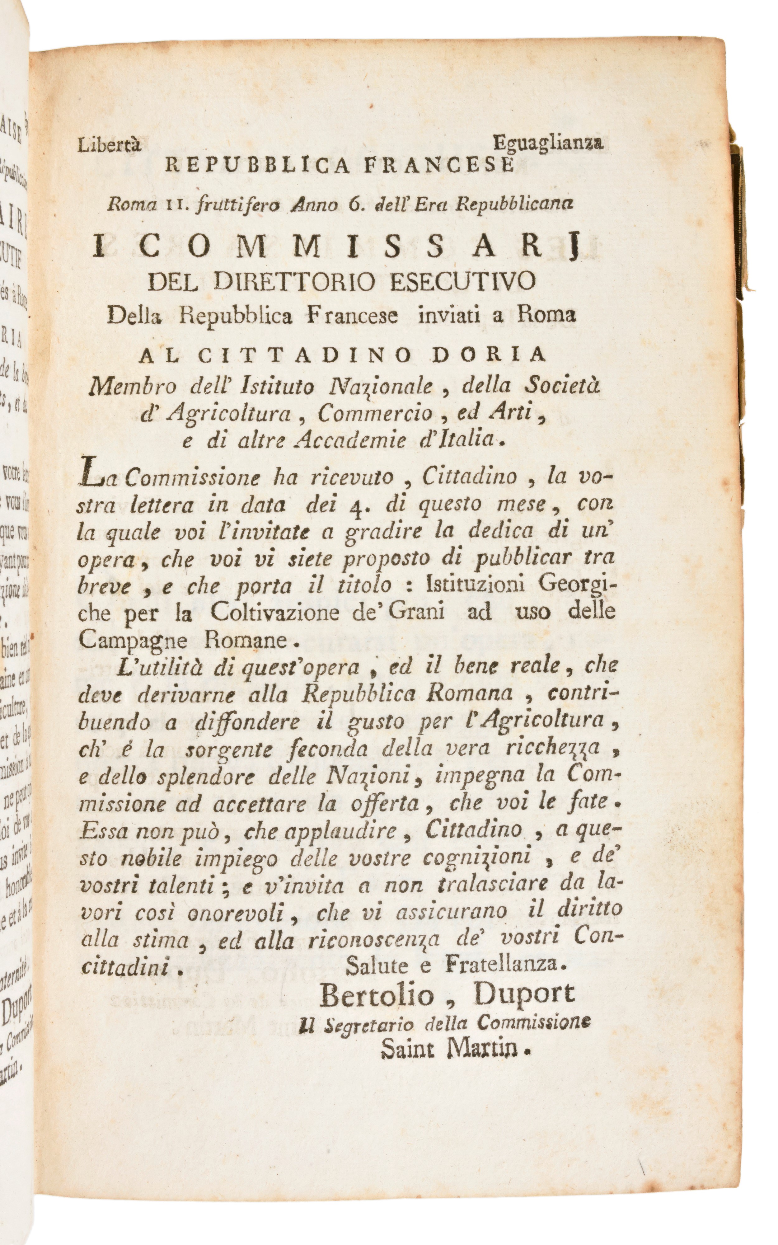 [Agricoltura/Roma] Doria, Luigi : Istituzioni georgiche per la coltivazione de' grani ad uso dell...