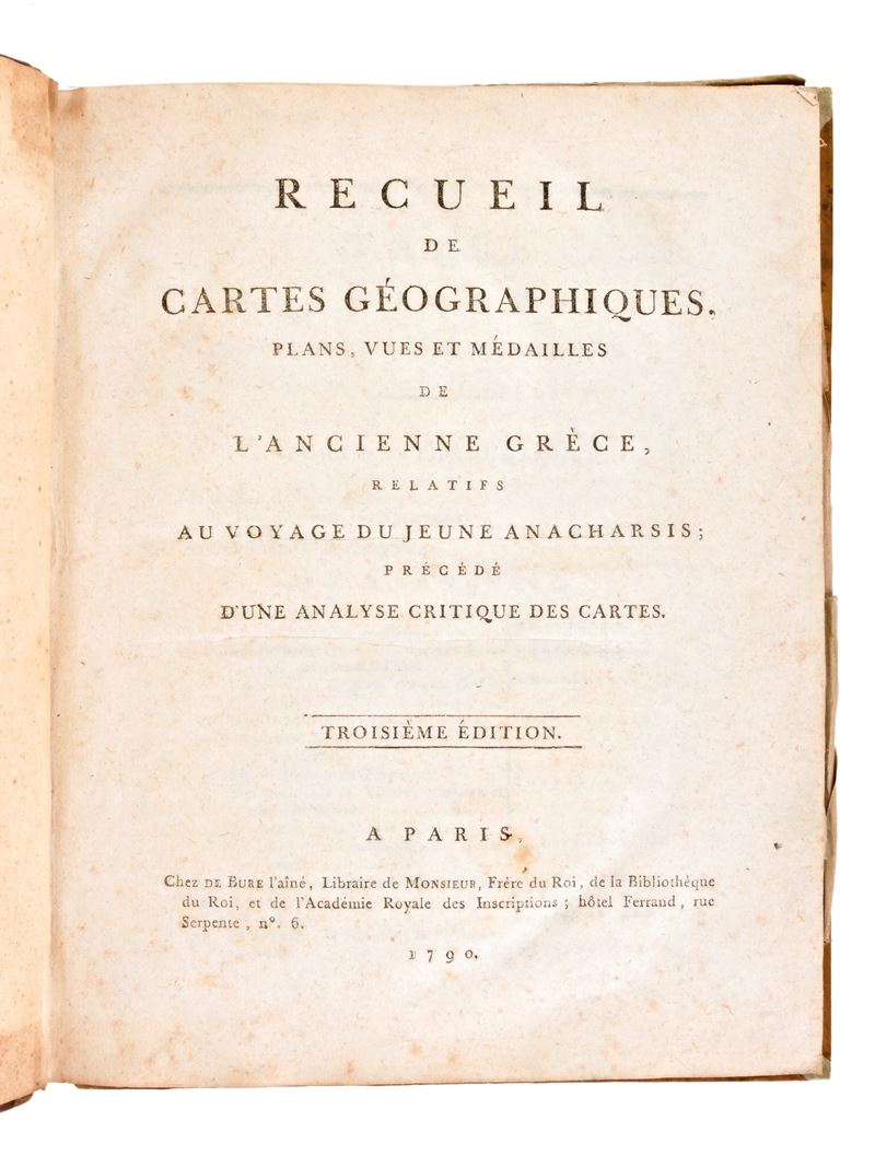 [atlante Antica Grecia] Barthélemy, Jean-j. : Recueil De Cartes Geographiques, Plans, Vues Et Med...