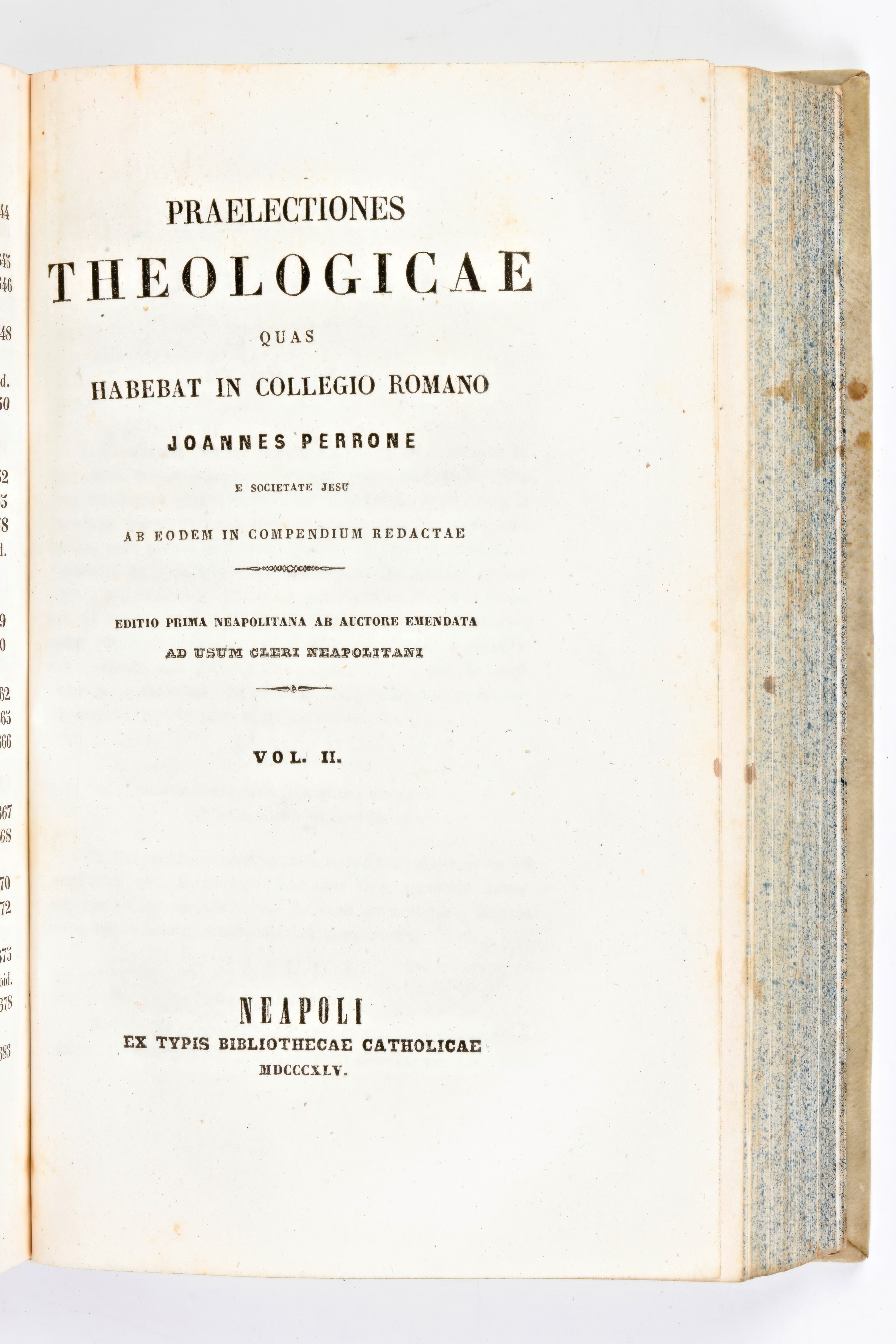 [legatura alle Armi] Perrone, Joannes : Praelectiones Theologicae Quas Habebat in Collegio Romano...