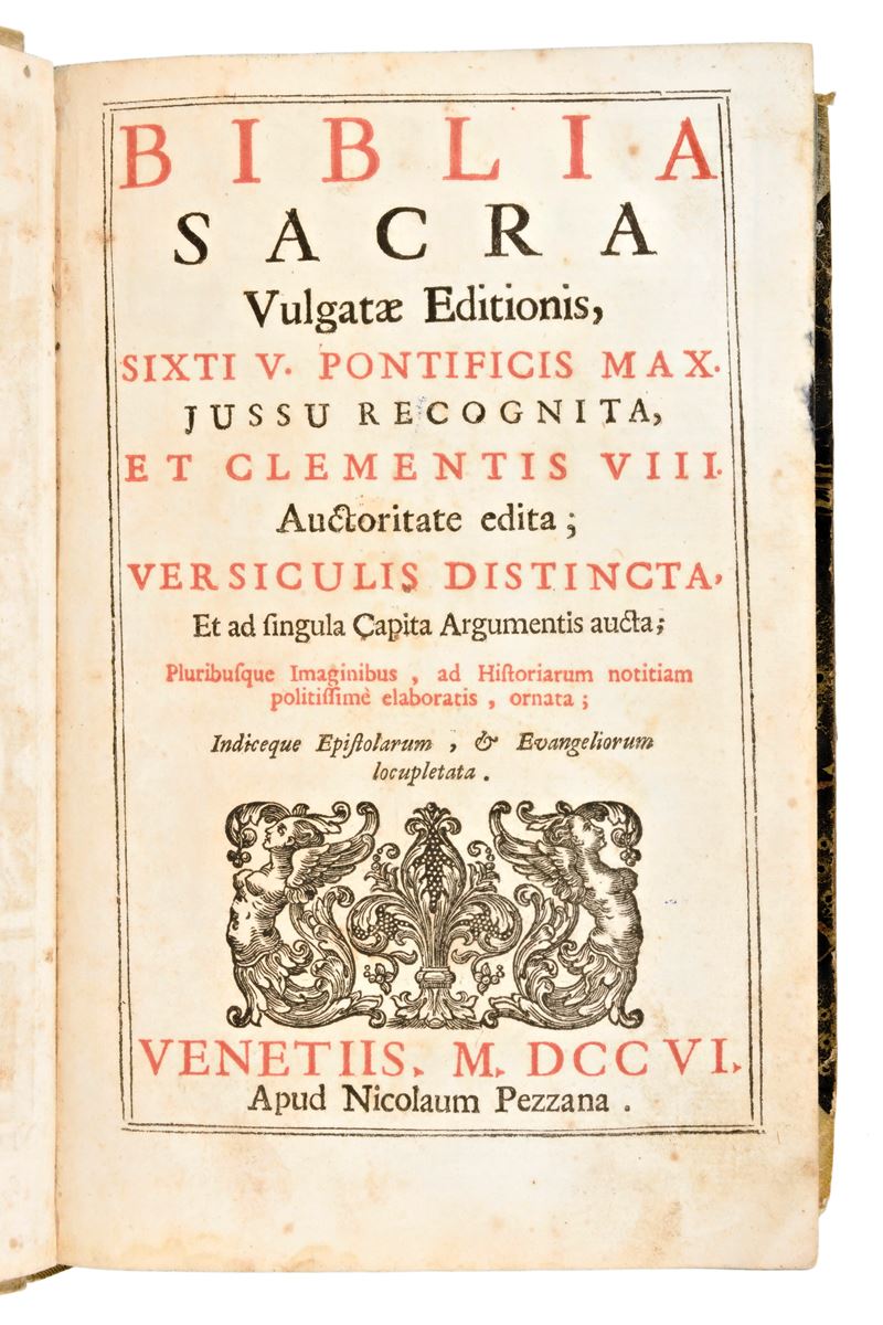 [bibbia Figurata] Biblia Sacra Vulgatae Editionis. in Venetia, N. Pezzana, 1706