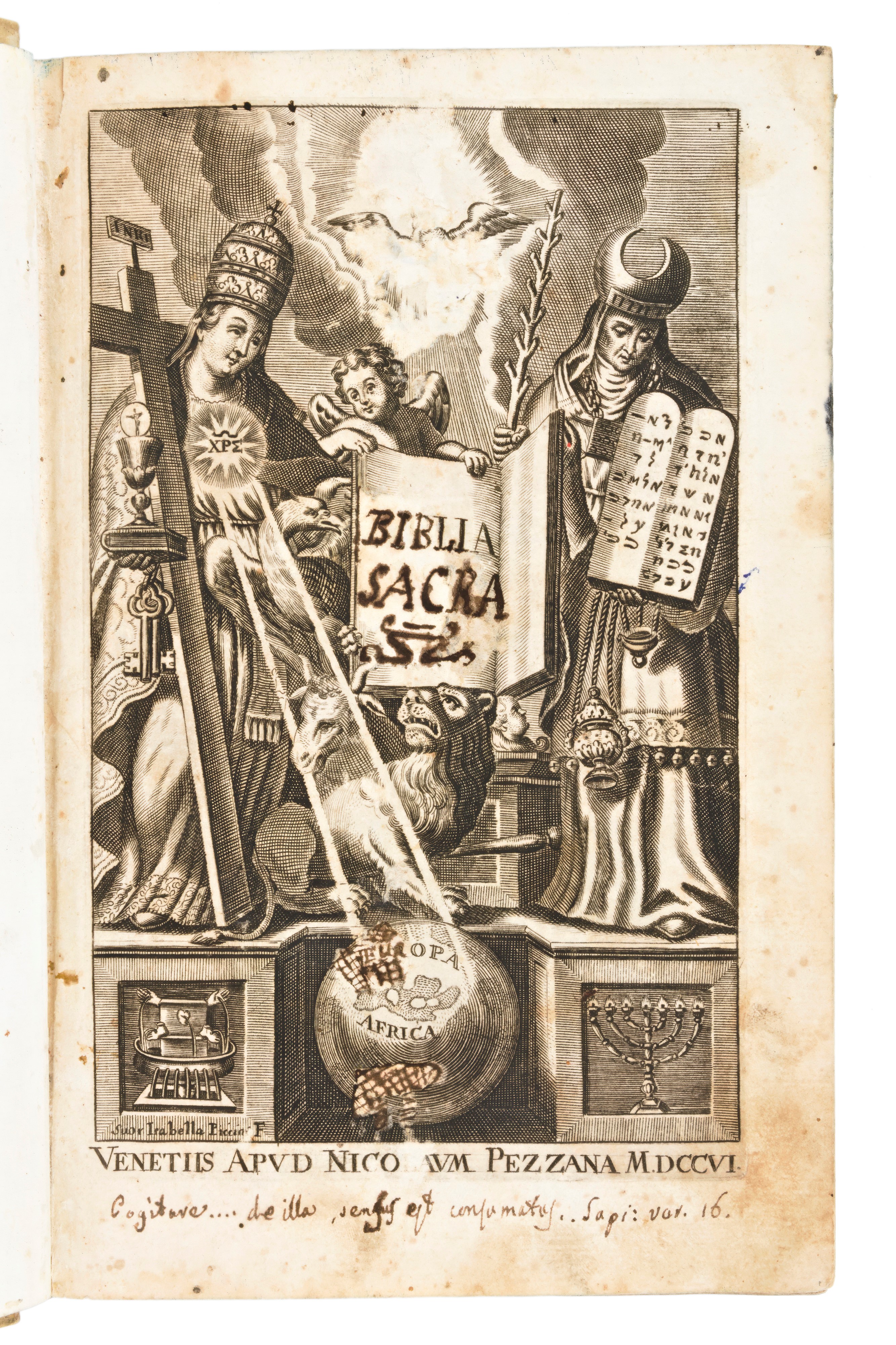 [bibbia Figurata] Biblia Sacra Vulgatae Editionis. in Venetia, N. Pezzana, 1706
