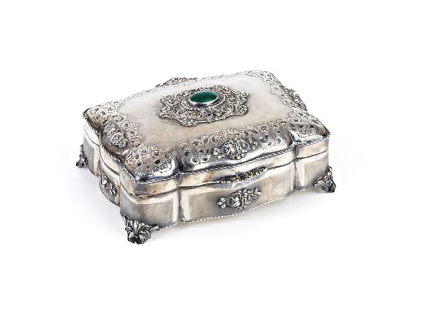 italian solid silver case with malachite