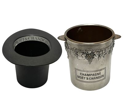 Moët & Chandon Champagne Ice Bucket 1980s Top Hat Design - Portaghiaccio Moët & Chandon Ice Bucke...
