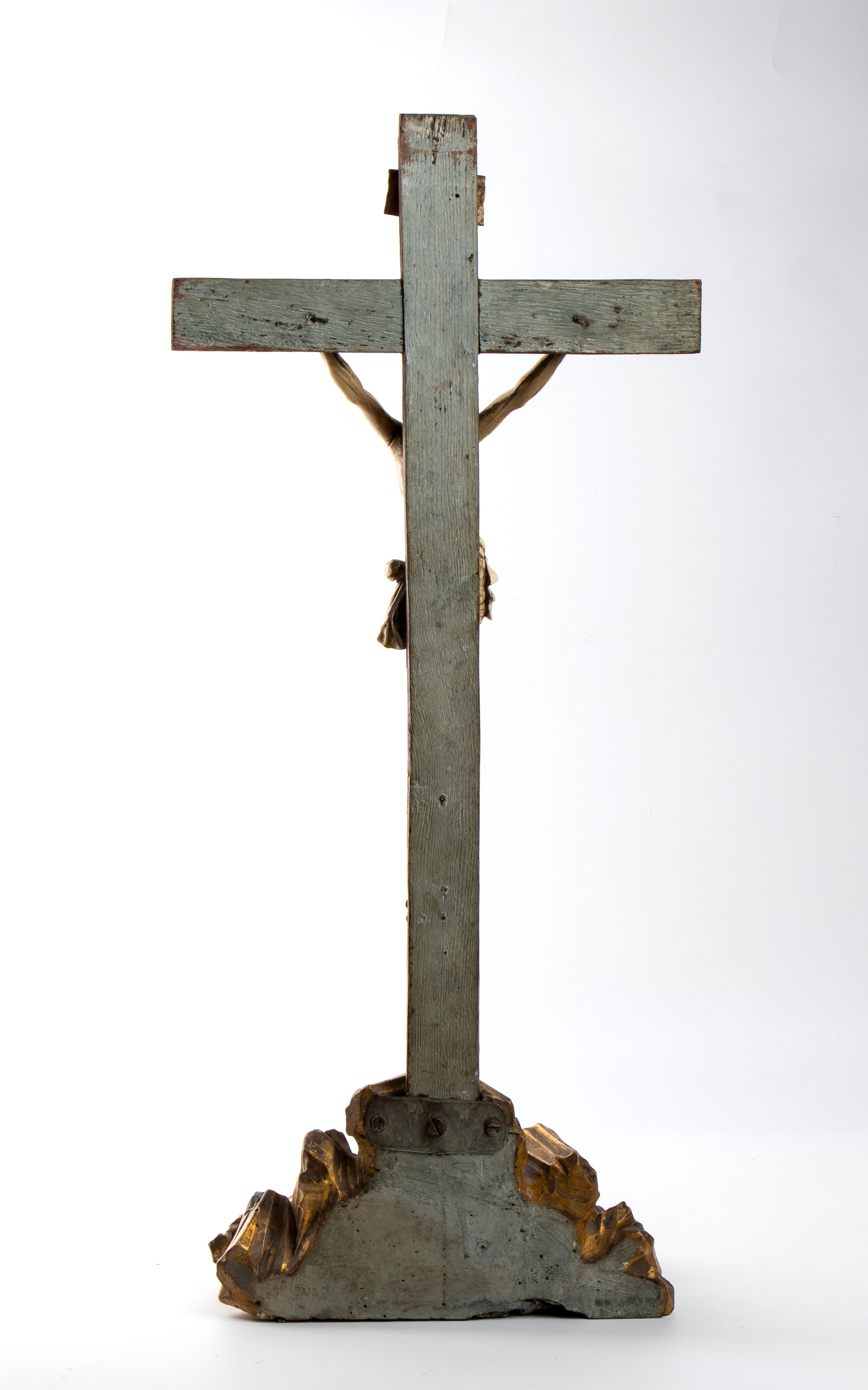 Crocifisso italiano in avorio, tartaruga e madreperla