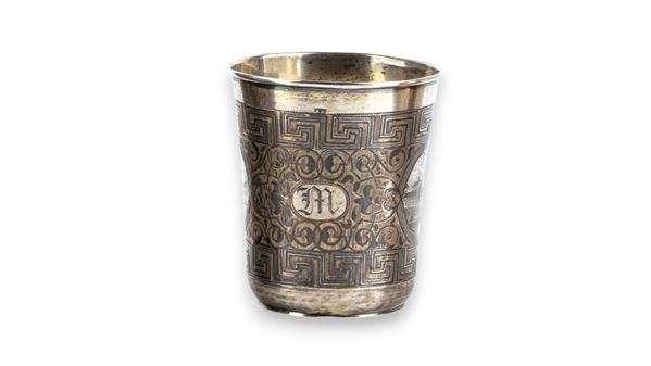 Russian silver and niello beaker