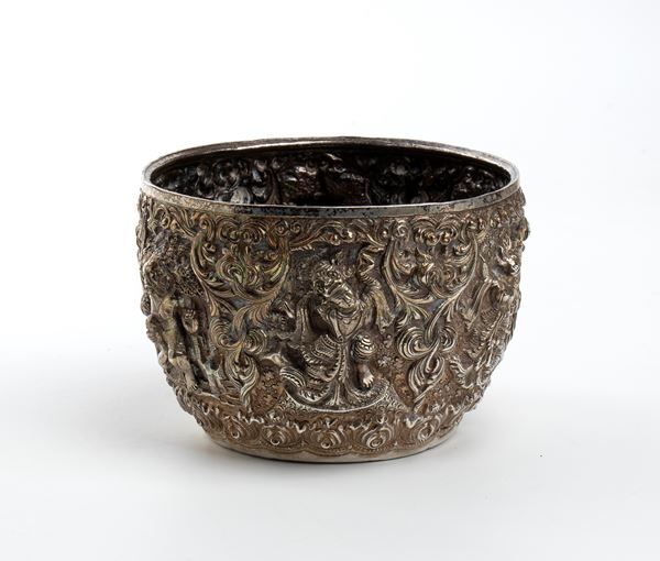 Burma solid silver bowl