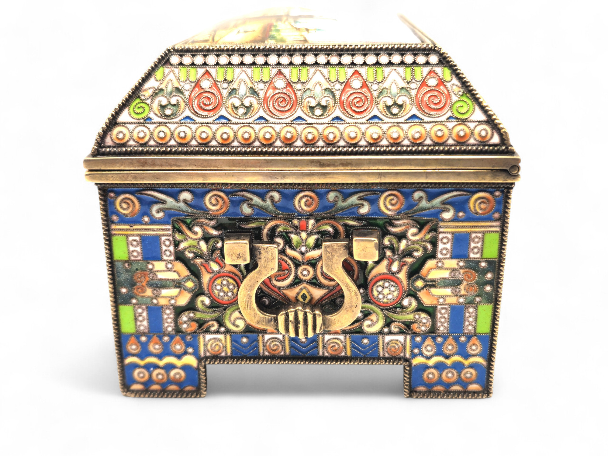 Grachev Brothers - Cofanetto russo in argento dorato e smalti cloisonné