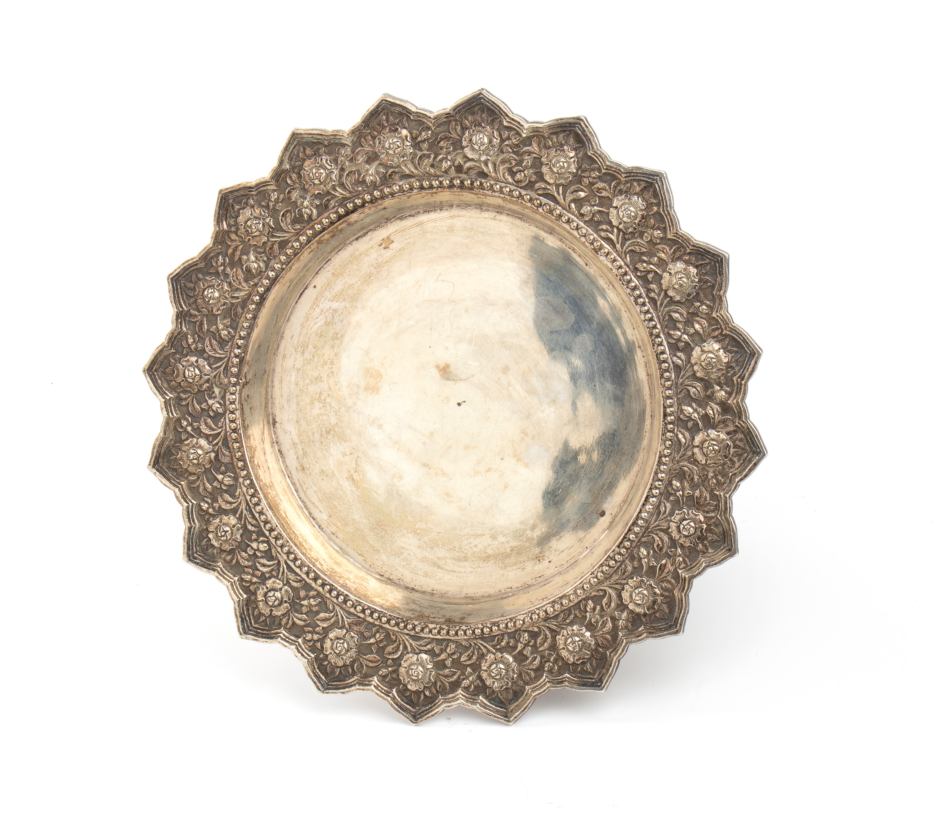 Alzatina indiana in argento, XIX secolo