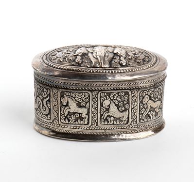 Birmania, Scatola birmana in argento, XIX secolo