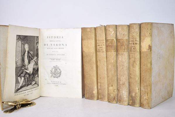 Carli, Alessandro: ISTORIA DELLA CITTÀ DI VERONA SINO ALL'ANNO MDXVII DIVISA IN UNDICI EPOCHE. TOMO PRIMO-SETTIMO. Verona, 1796, nella stamperia Giuliari.