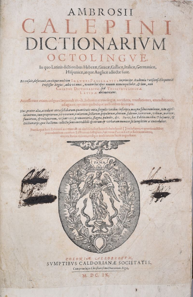 Calepino, Ambrogio Ambrosii Calepini Dictionarium Octolingue, in Quo Latinis Dictionibus Hebraeae...