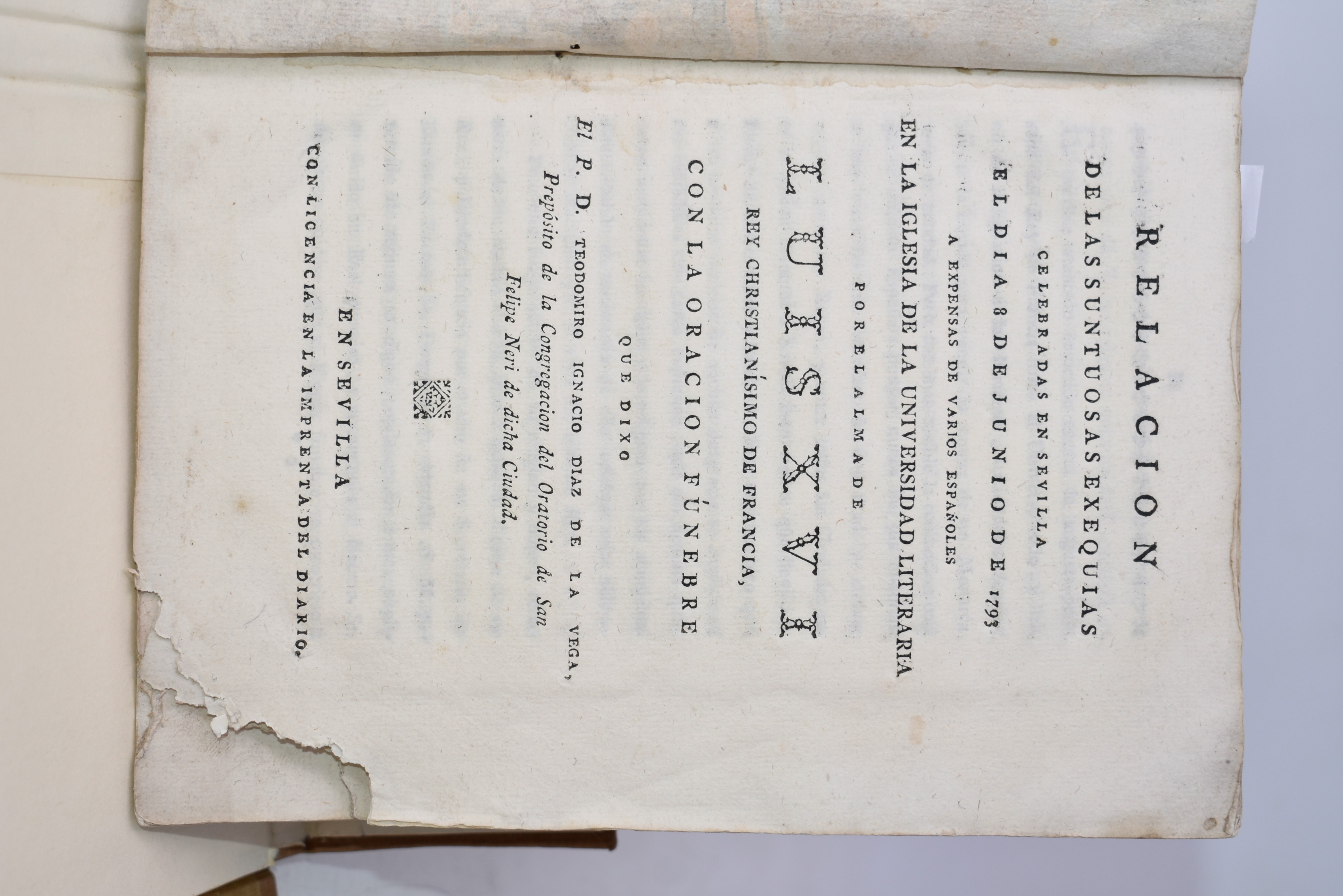 Relacion De Las Suntuosas Exequias Celebradas En Sevilla El Dia 8 De Junio De 1793 a Expensas De ...