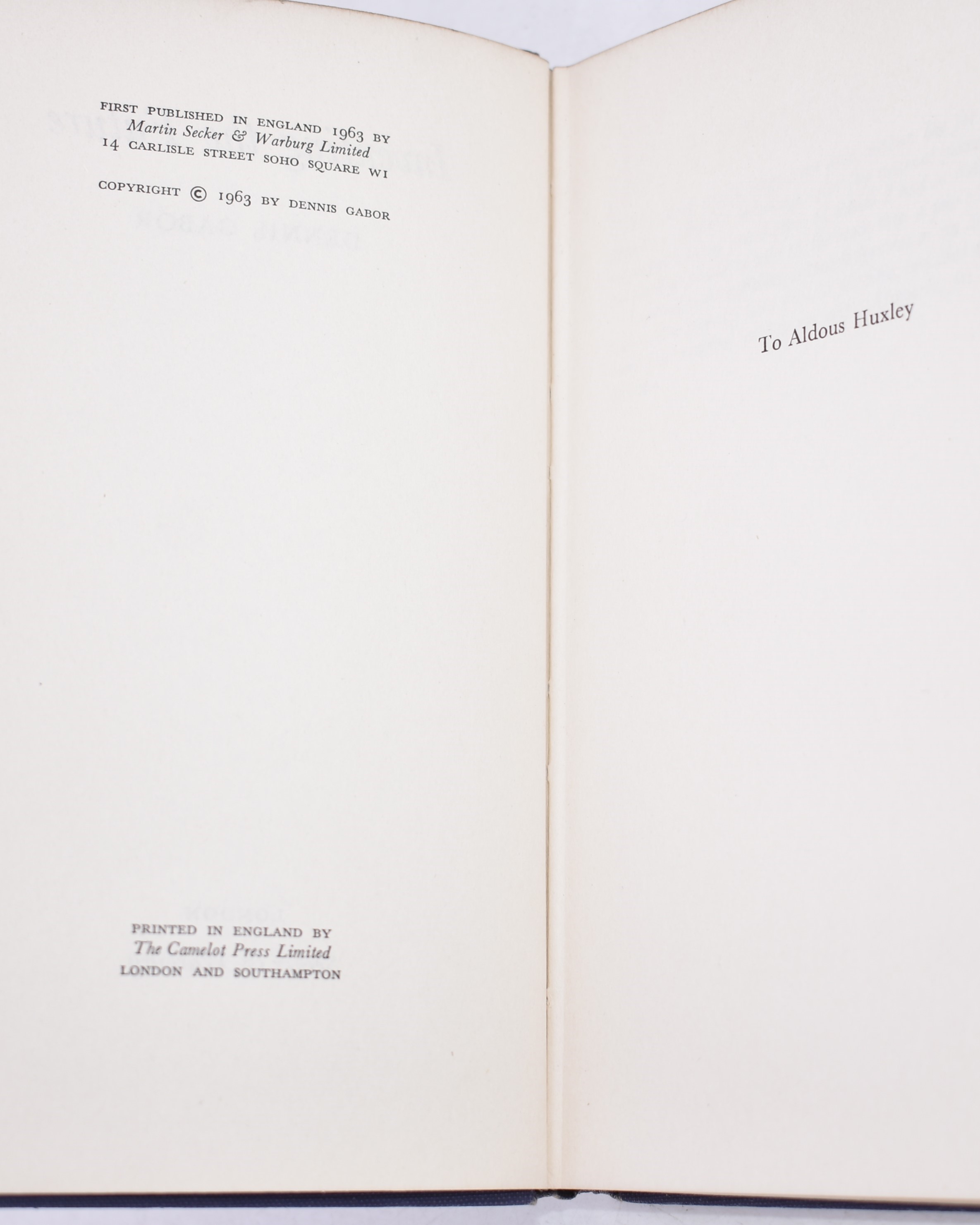 Gabor, Dennis: Inventing The Future. London, 1963, Secker & Warburg.