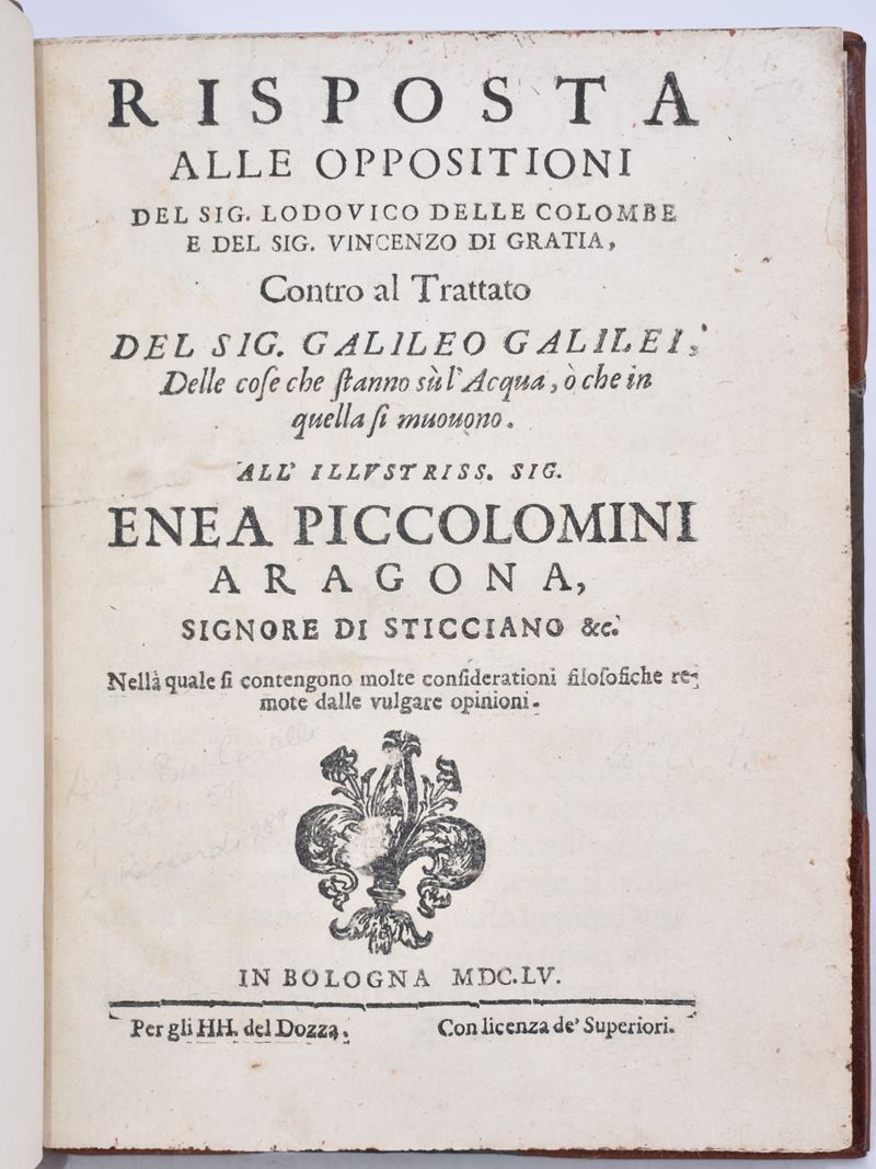 Galilei, Galileo / Castelli, Benedetto Risposta alle Oppositioni del Sig. Lodouico delle Colombe ...