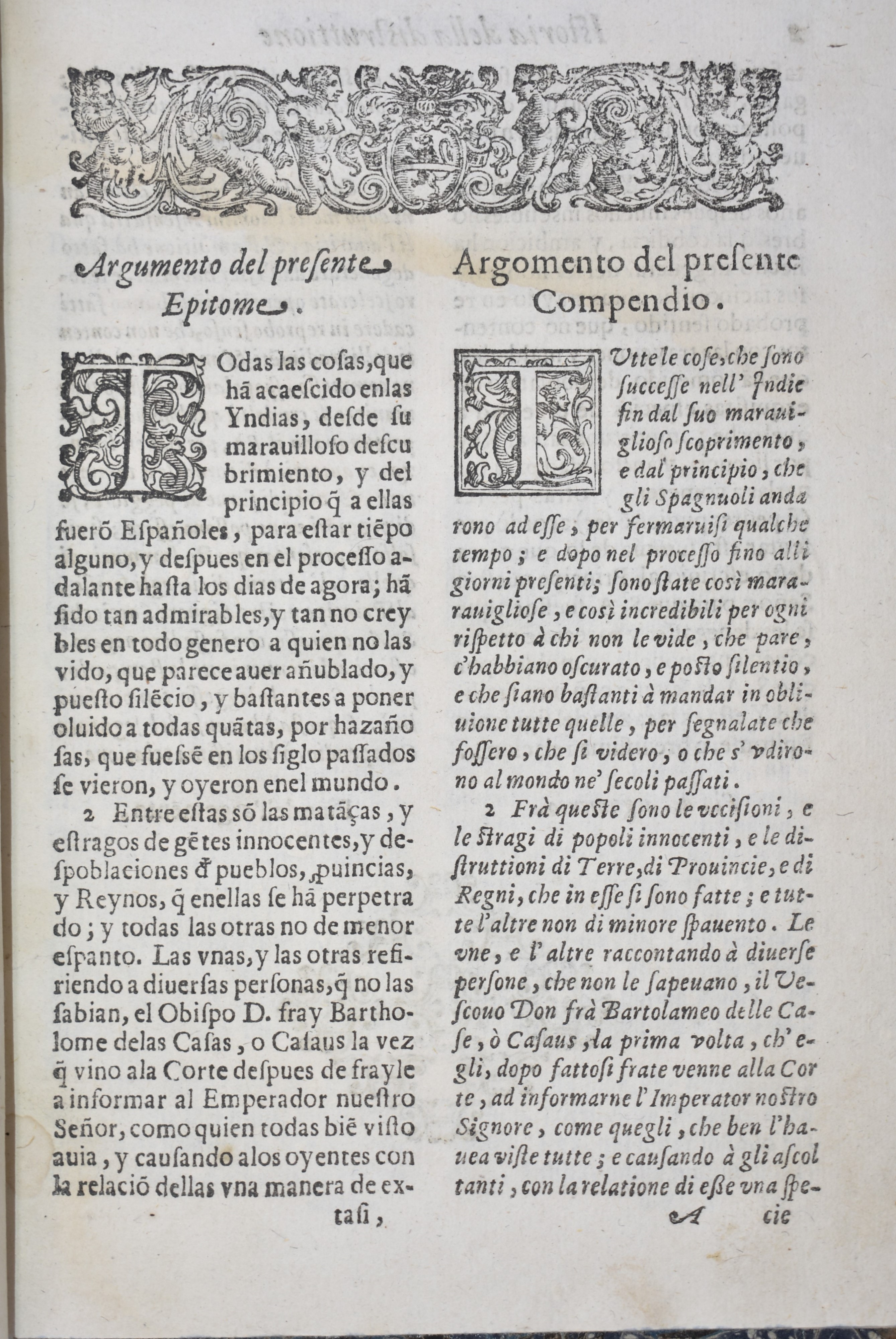 Casas, Bartolomé De Las Istoria, o Brevissima Relatione della Distruttione Dell'indie Occidentali...