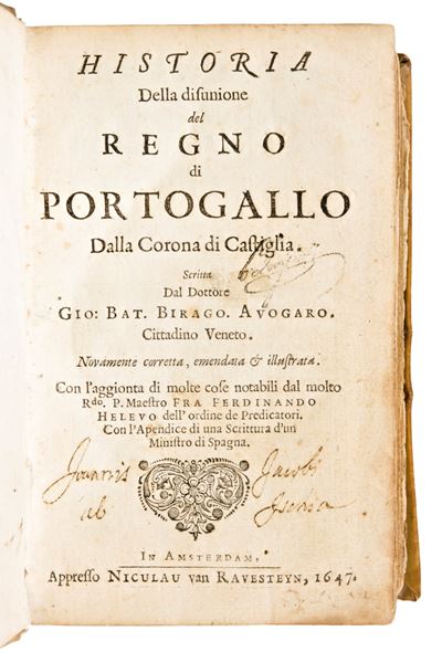 Giovanni Battista Birago : Historia del Regno di Portogallo Editore: Amsterdam Appresso Niculau V...