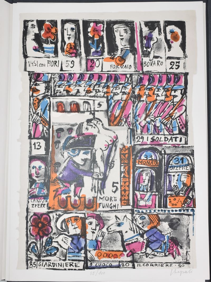 [libro D'artista] Emanuele Luzzati - la Cabala del Lotto 10 Litografie a Colori Firmate Numerate