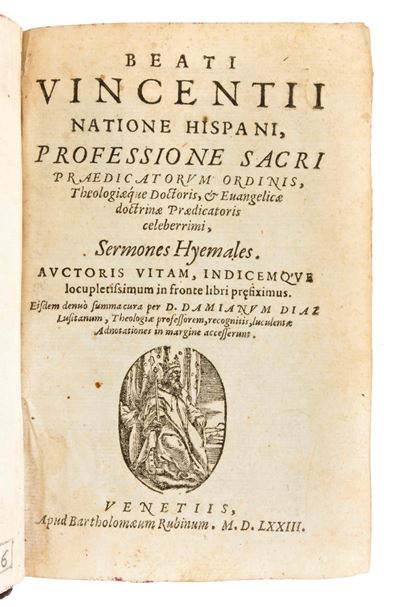 San Vincenzo Ferrreri : Beati Vincentii Natione Hispani... Sermones Hyemales[-aestivales]... Cura...