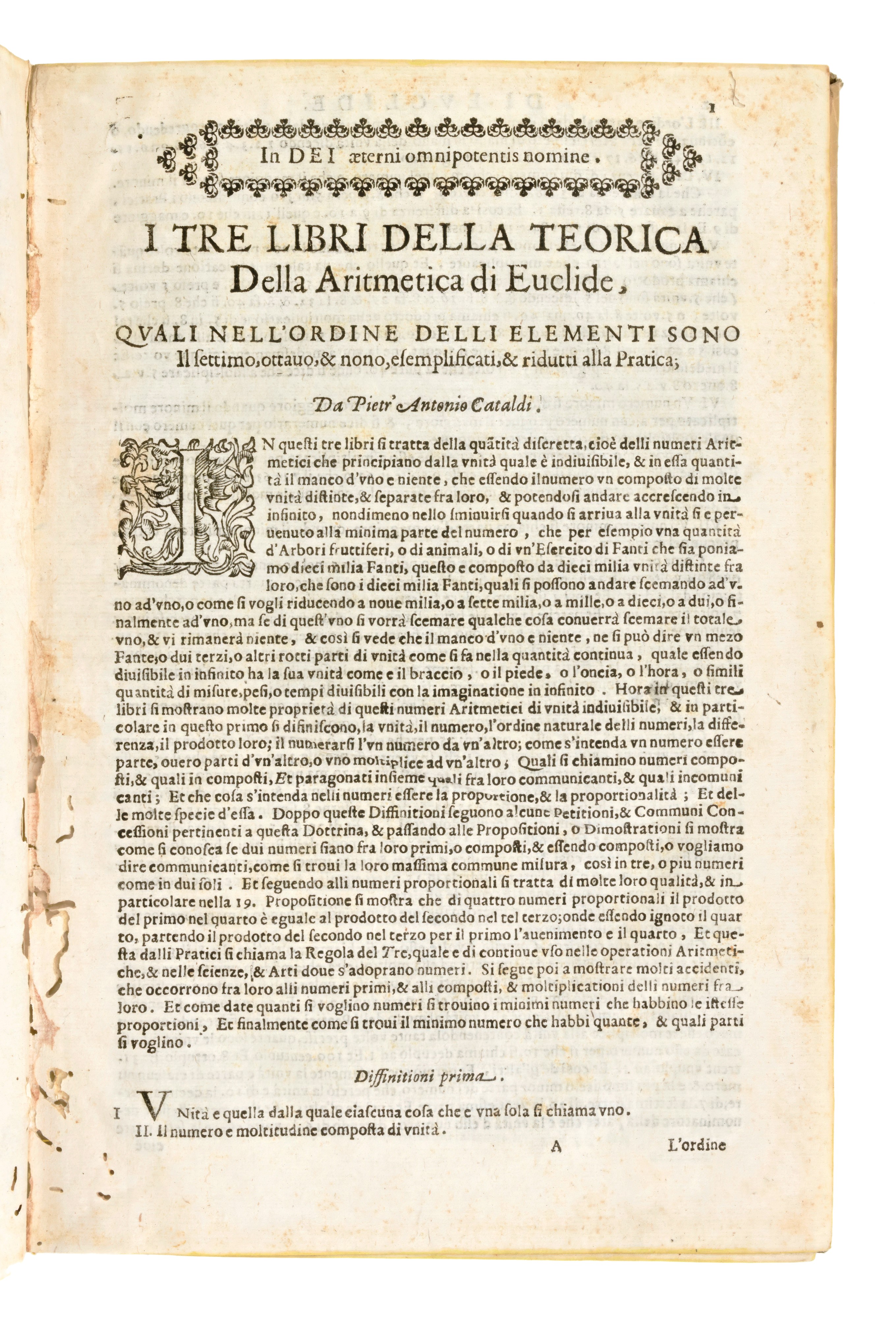 [matematica] Cataldi, Pietro Antonio : i Tre Libri Settimo, Ottavo, & Nono De gli Elementi Aritme...