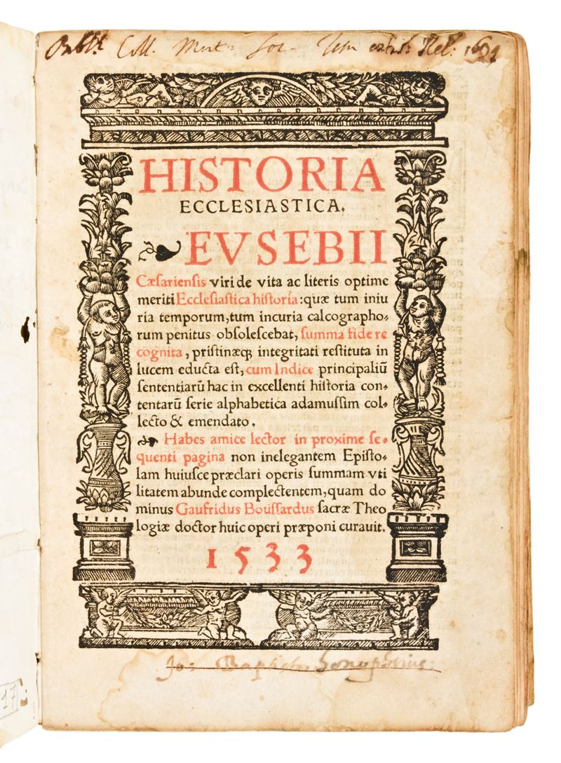 Eusebio di Cesarea : Historia Ecclesiastica Eusebii Caesariensis Viri De Vita Ac Literis Optime M...