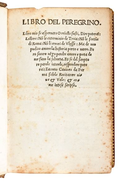 [ Post Incunabolo ] Caviceo Jacopo : " Libro del Peregrino " in Officina Minutiana,, 1515