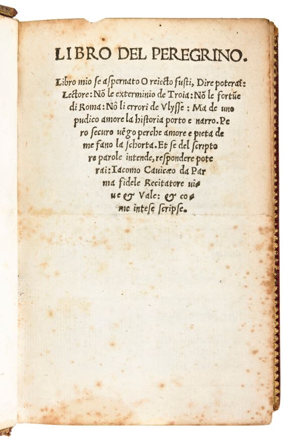 [ POST INCUNABOLO ]   CAVICEO Jacopo : " LIBRO DEL PEREGRINO " in Officina Minutiana,, 1515