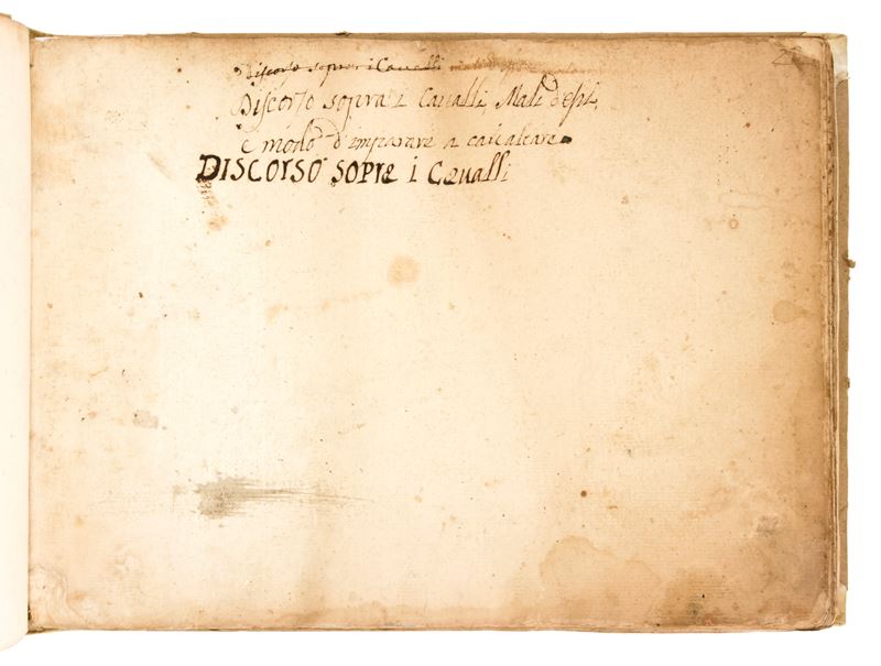 [ Manoscritti / Equitazione ] " Manoscritto Discorso Sopra i Cavalli, Mali D’essi e Modo di Impar...