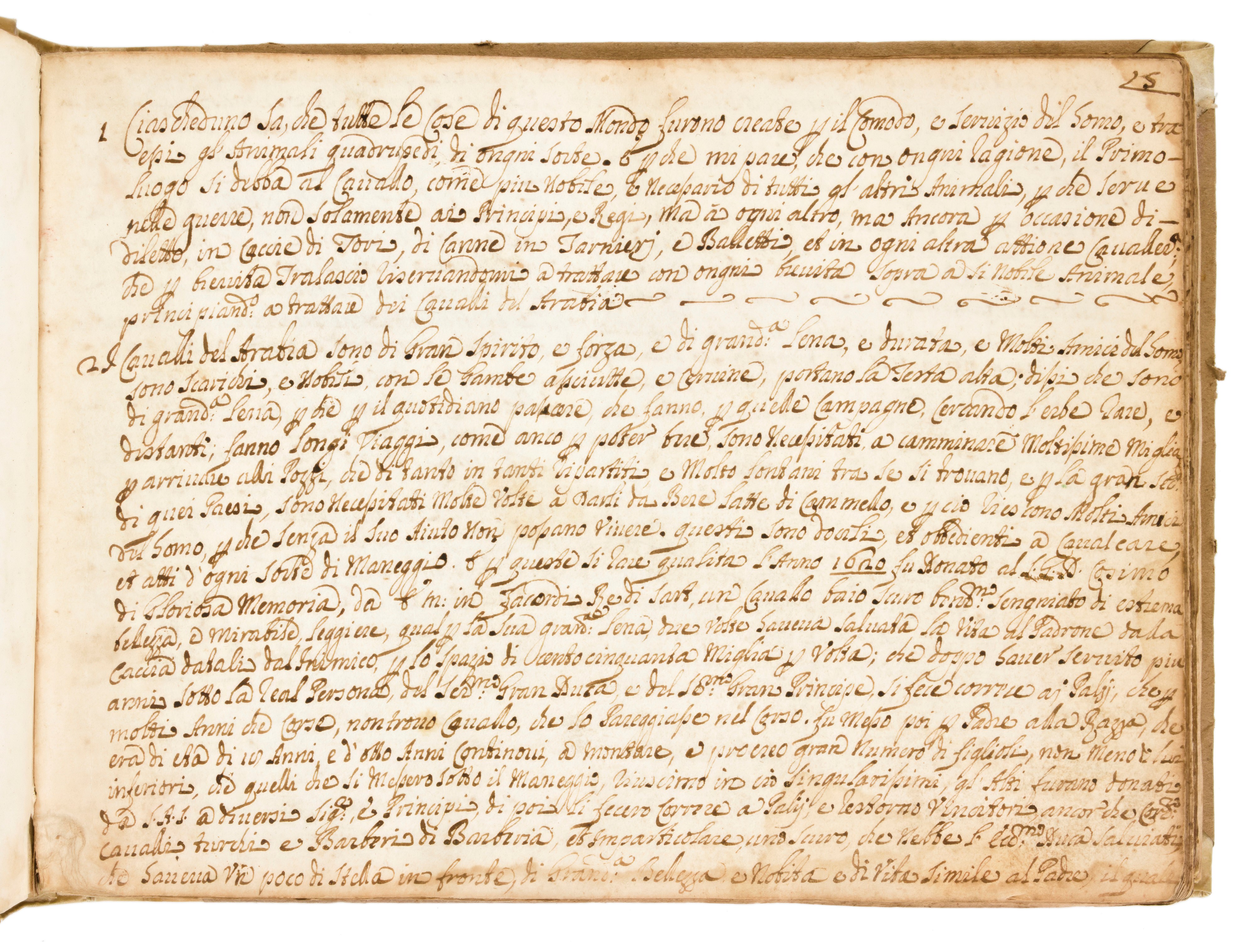 [ MANOSCRITTI / EQUITAZIONE ] " Manoscritto Discorso sopra i Cavalli, Mali d’essi e Modo di Impar...