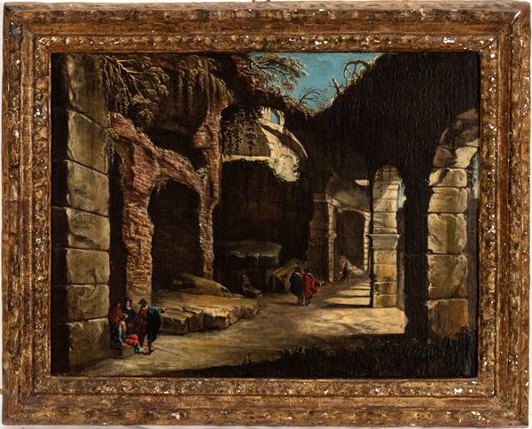 Alessio De Marchis - View of the ambulatory of the Colosseum with figures