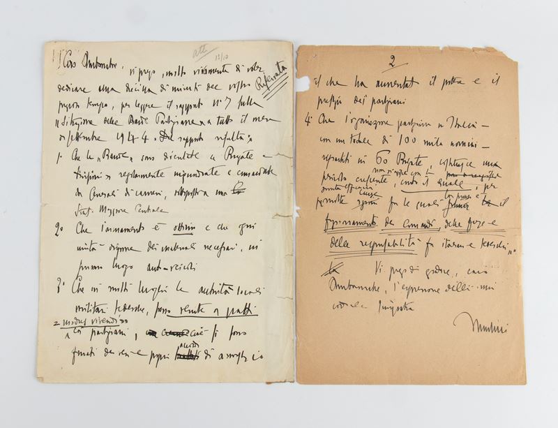 Mussolini, Benito - Lettera e firma autografe