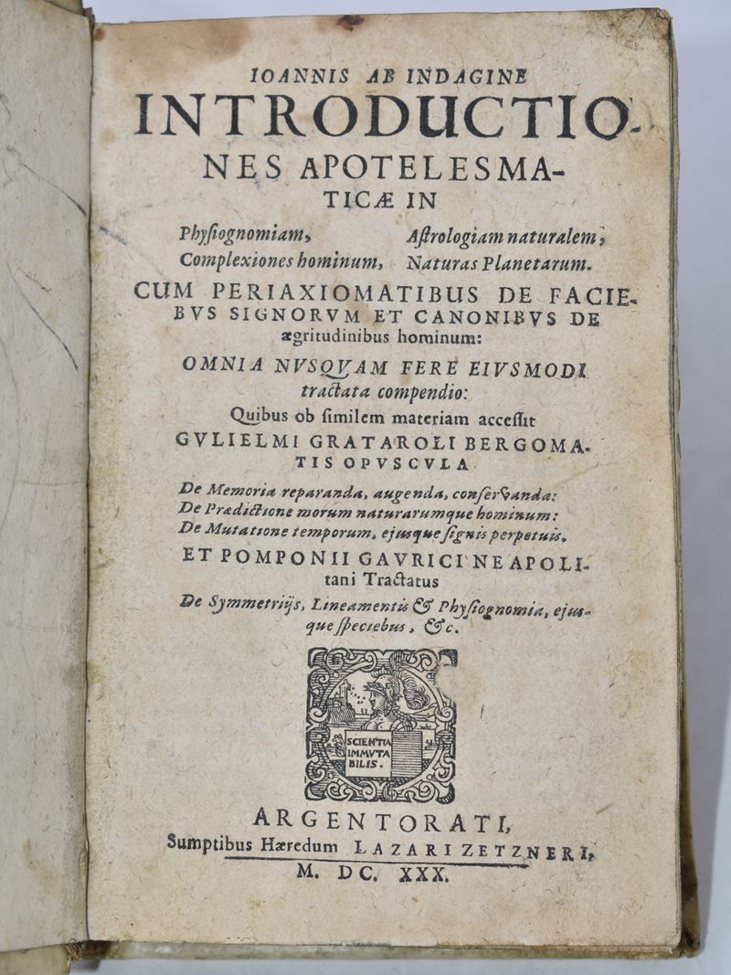 Indagine, Iohannes Ab (giovanni Hagen De Indagine) Ioannis Ab Indagine Introductiones Apotelesmat...