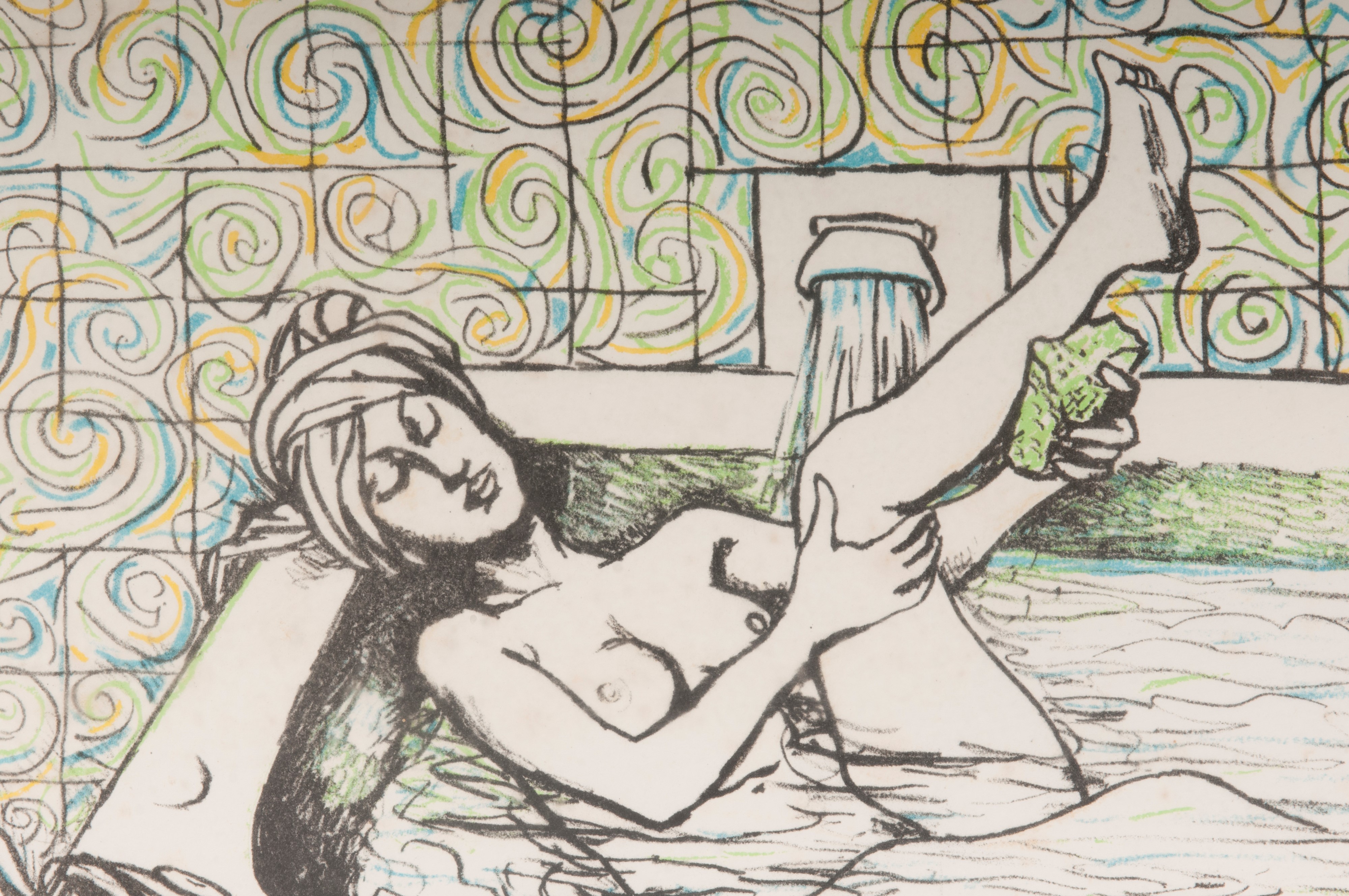 Renato Guttuso - Donna al bagno, multiplo su carta