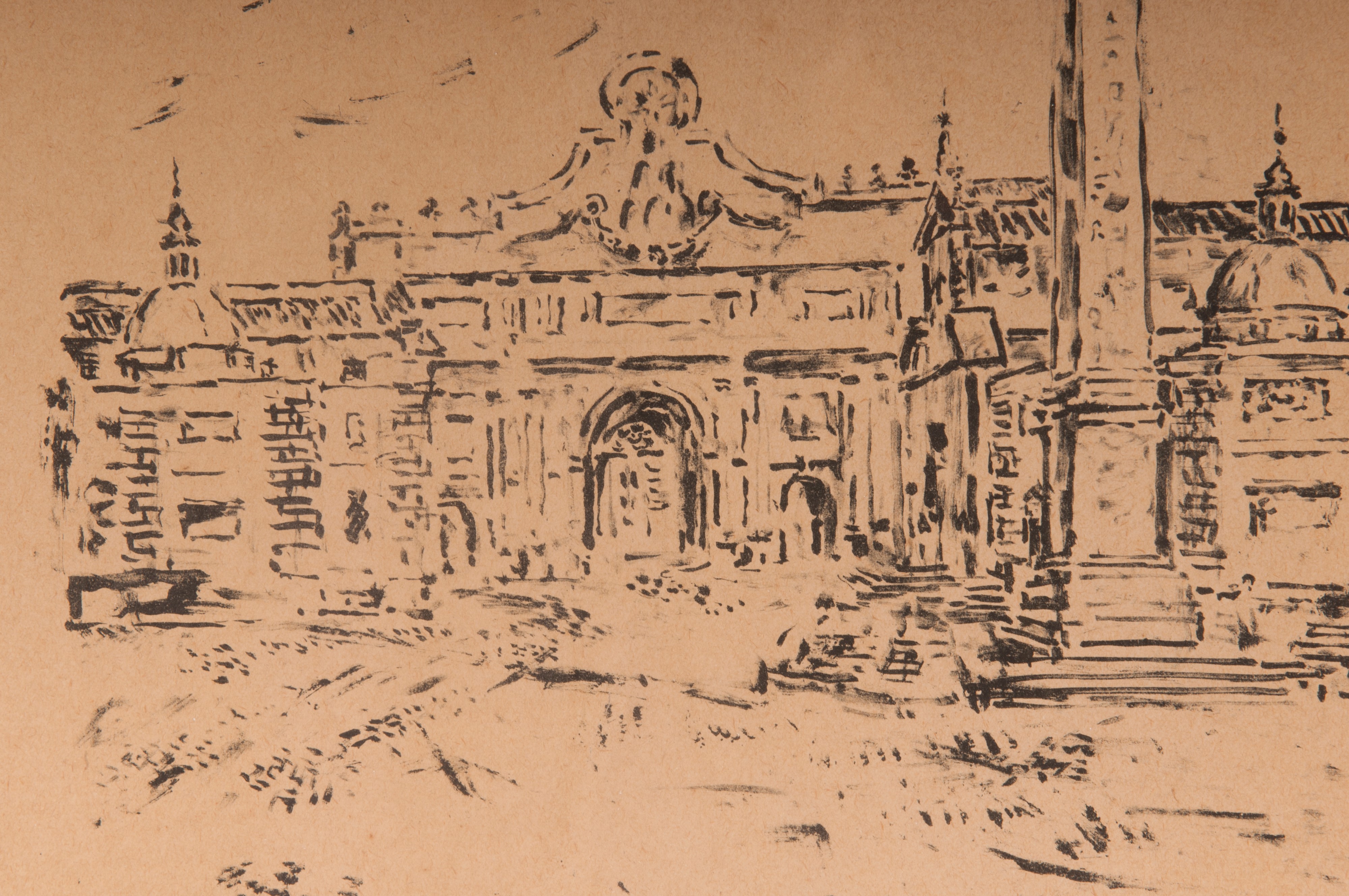 Orfeo Tamburi - Piazza del Popolo, multiplo su carta