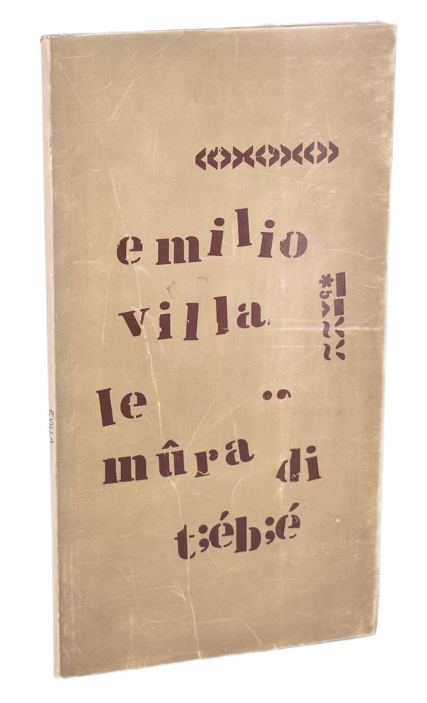 [Libro d’Artista] Villa, Emilio (1914-2003) : “Le mura di tebe” esemplare autografato n. 32/150 Galleria Multimedia , Brescia, Abete Grafica s.p.a Roma, 1981.